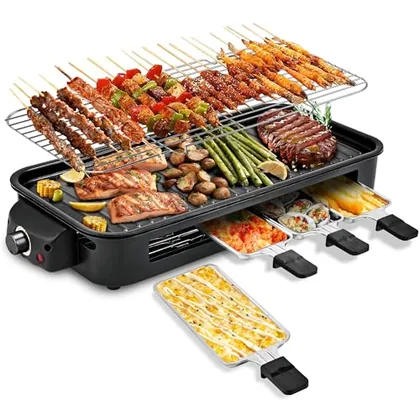 2-in-1 Electric Indoor Grill, 16 x 9 in plate, Black