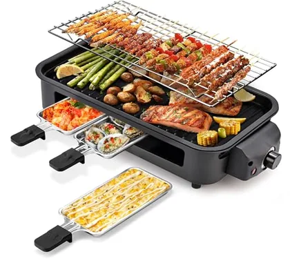 2-in-1 Electric Indoor Grill, 16 x 9 in plate, Black